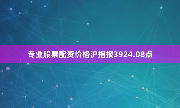 专业股票配资价格沪指报3924.08点