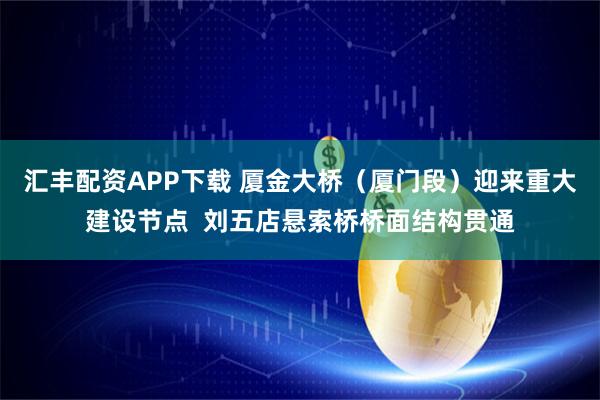 汇丰配资APP下载 厦金大桥（厦门段）迎来重大建设节点  刘五店悬索桥桥面结构贯通